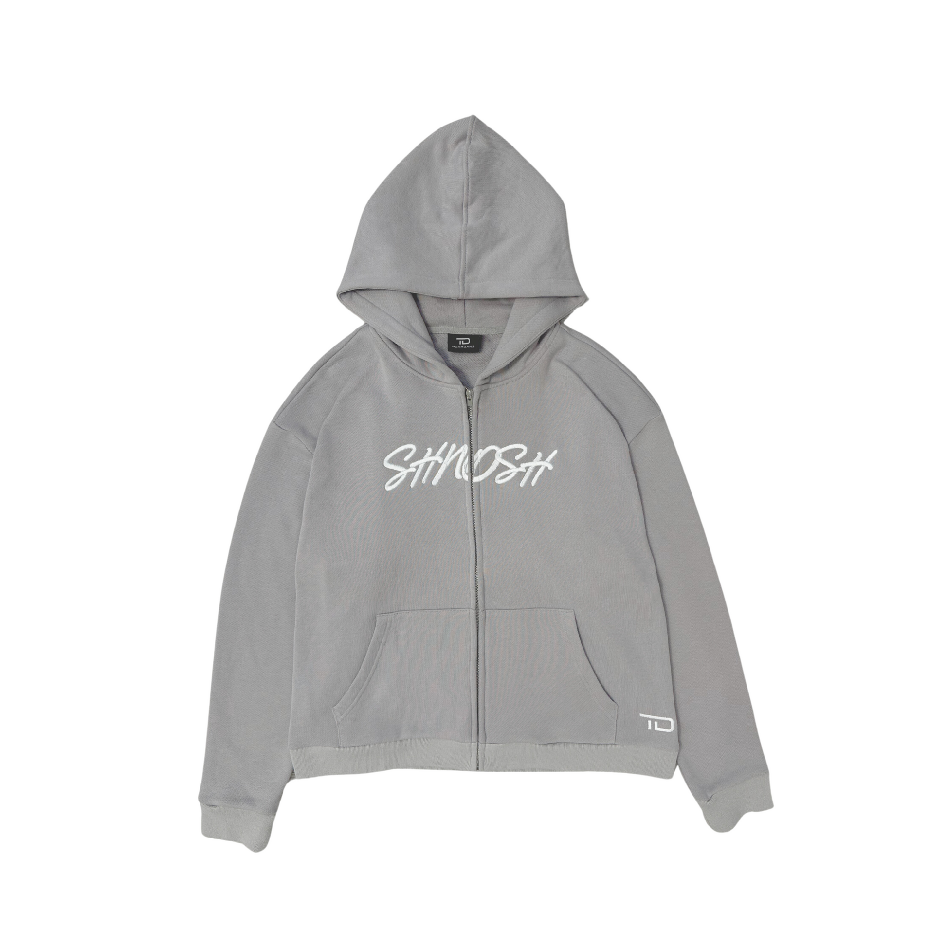 "SHNOSH" ZIP HOODIE GREY